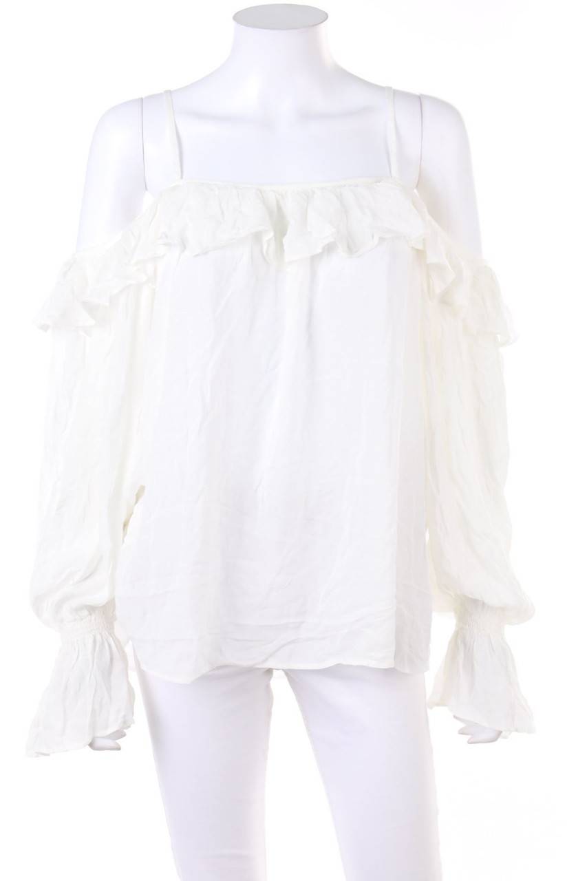 Carou MANGO Cold-Shoulder-Bluse aus Viskose mit Volants