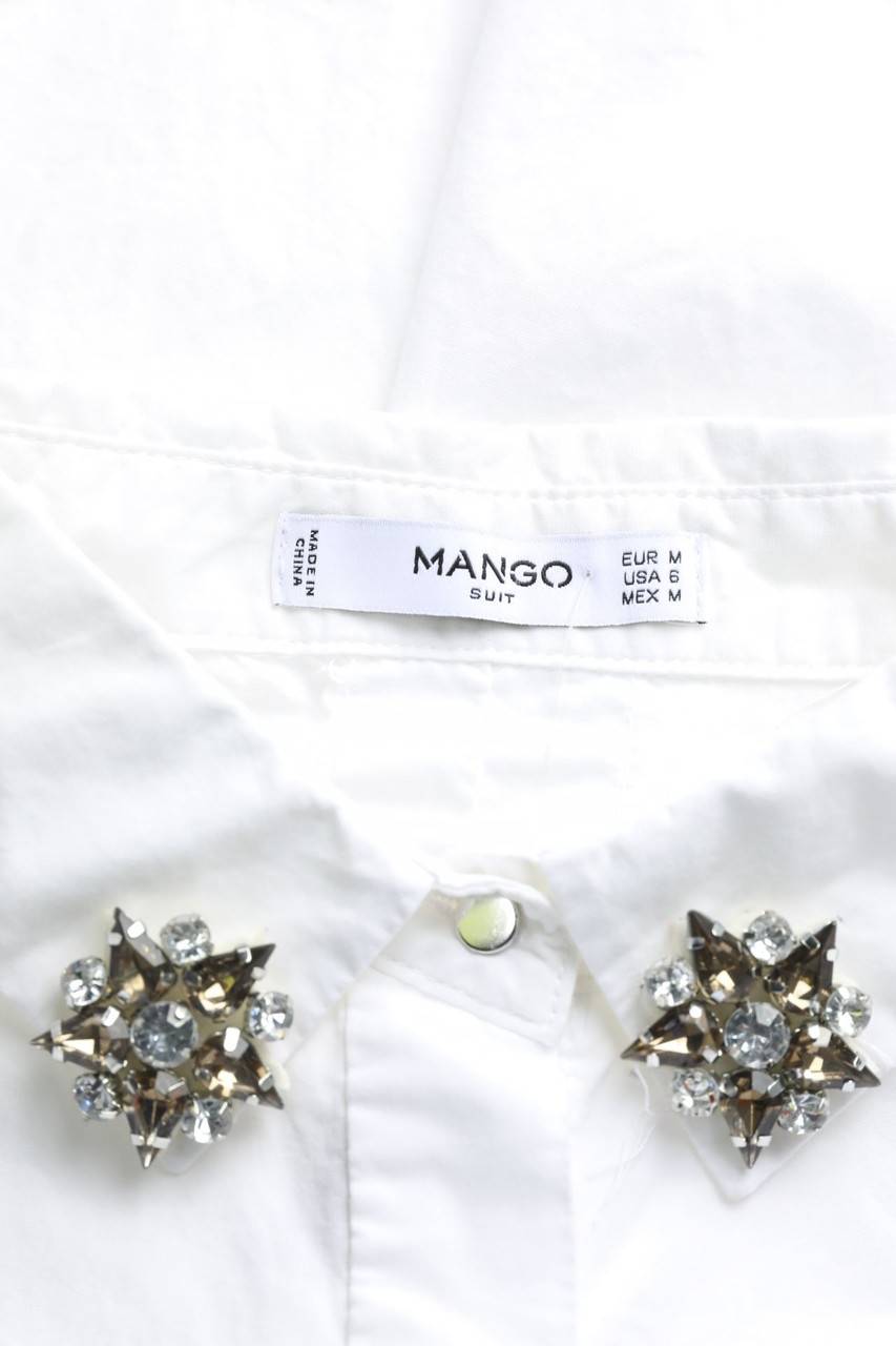 Carou MANGO SUIT Hemd-Bluse Mit Schmuckstein-Applikation