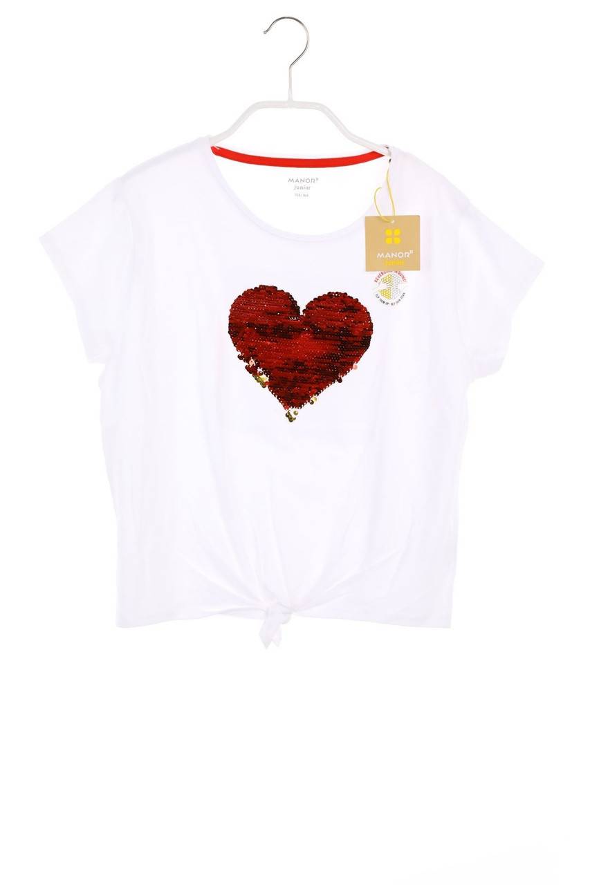 Carou MANOR Junior Knoten-T-Shirt Mit Wende-Pailletten