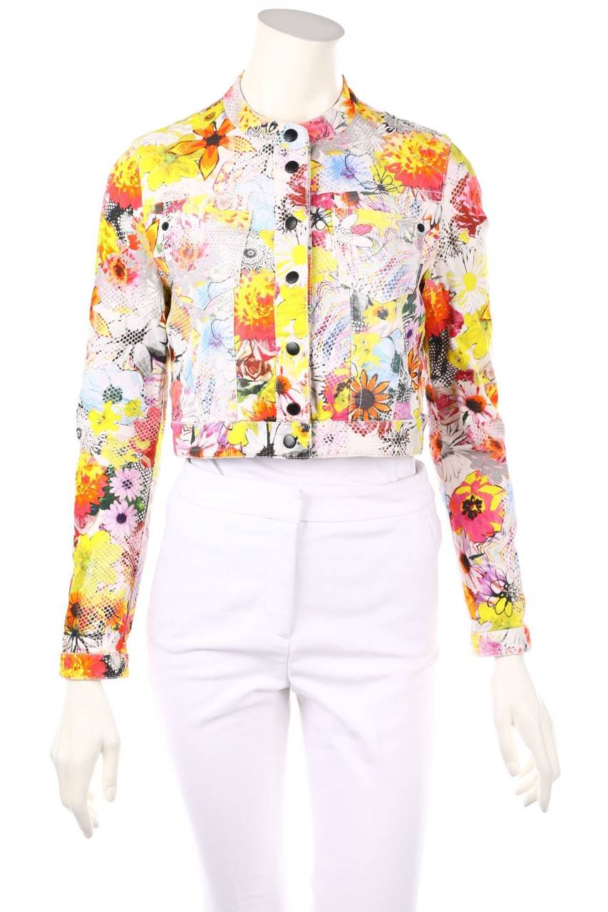 Carou MARC CAIN Cropped-Jeans-Jacke mit Blumen-Print