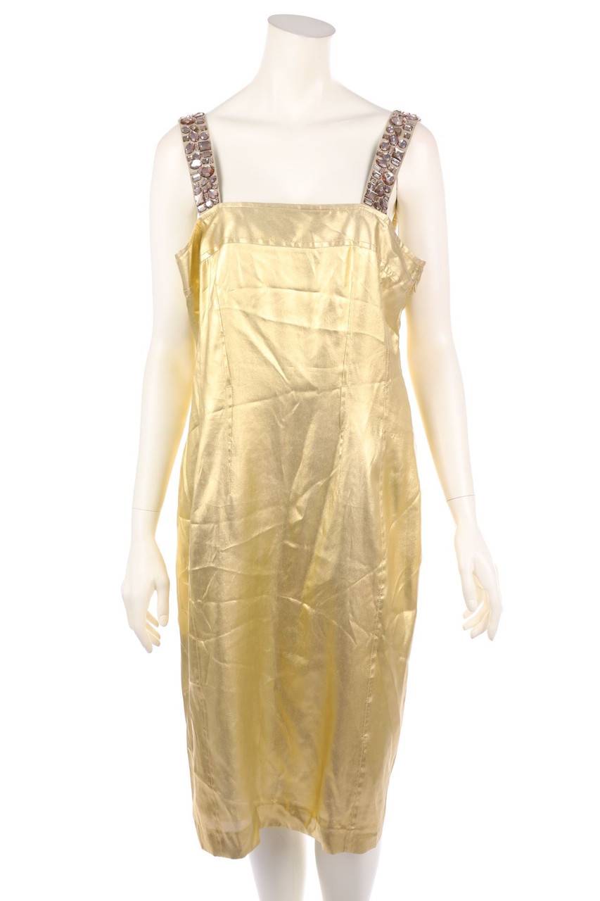 Carou MARC CAIN Metallic-Abendkleid aus Seide mit Schmuckstein-Applikation