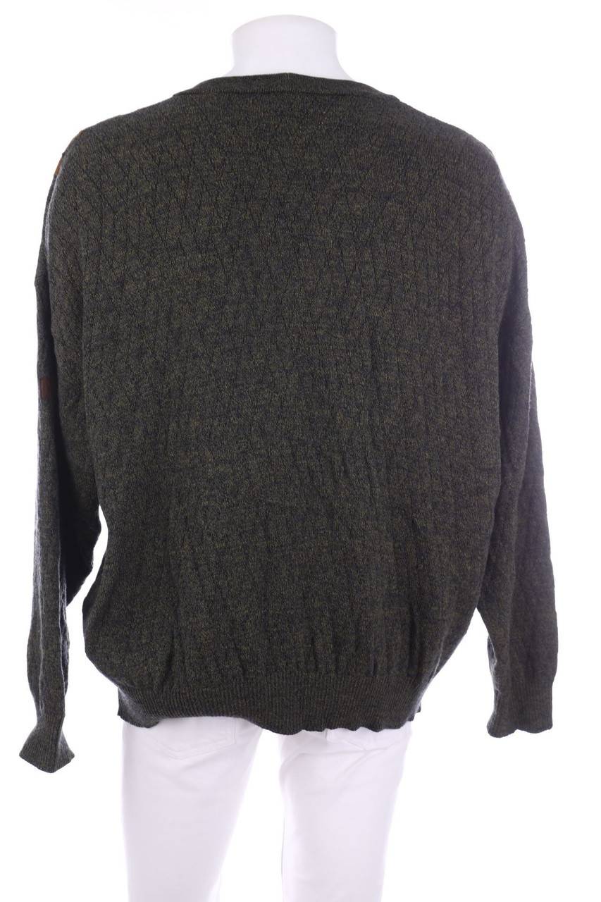 Carou MÄRZ Vintage-Schurwoll-Cardigan Mit Kunstleder-Details