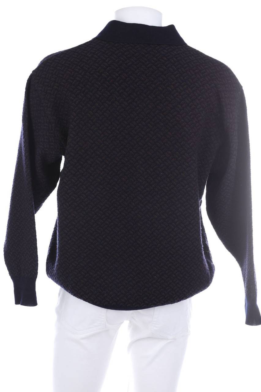 Carou MÄRZ Vintage-Schurwoll-Polo-Pullover Mit Muster
