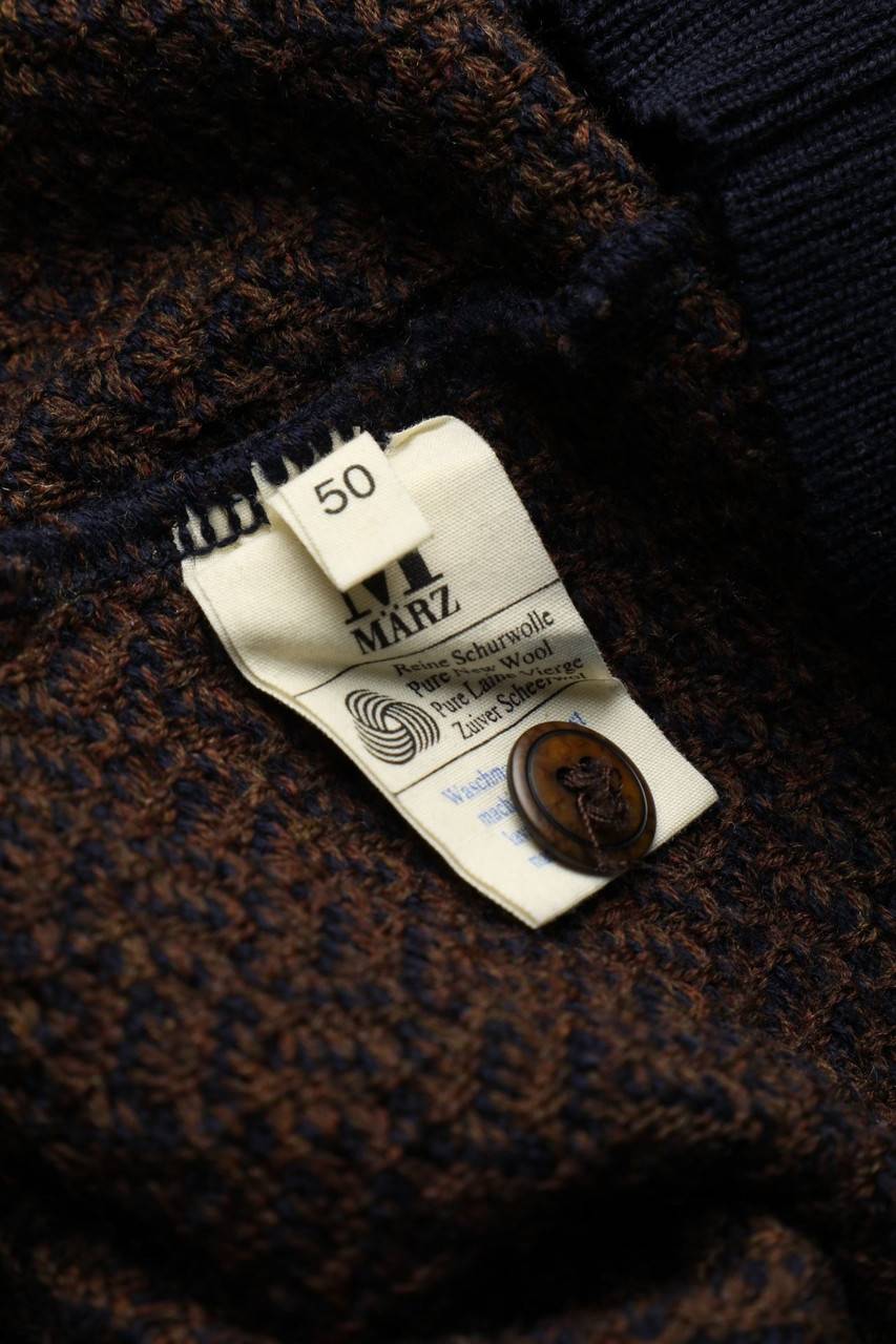 Carou MÄRZ Vintage-Schurwoll-Polo-Pullover Mit Muster