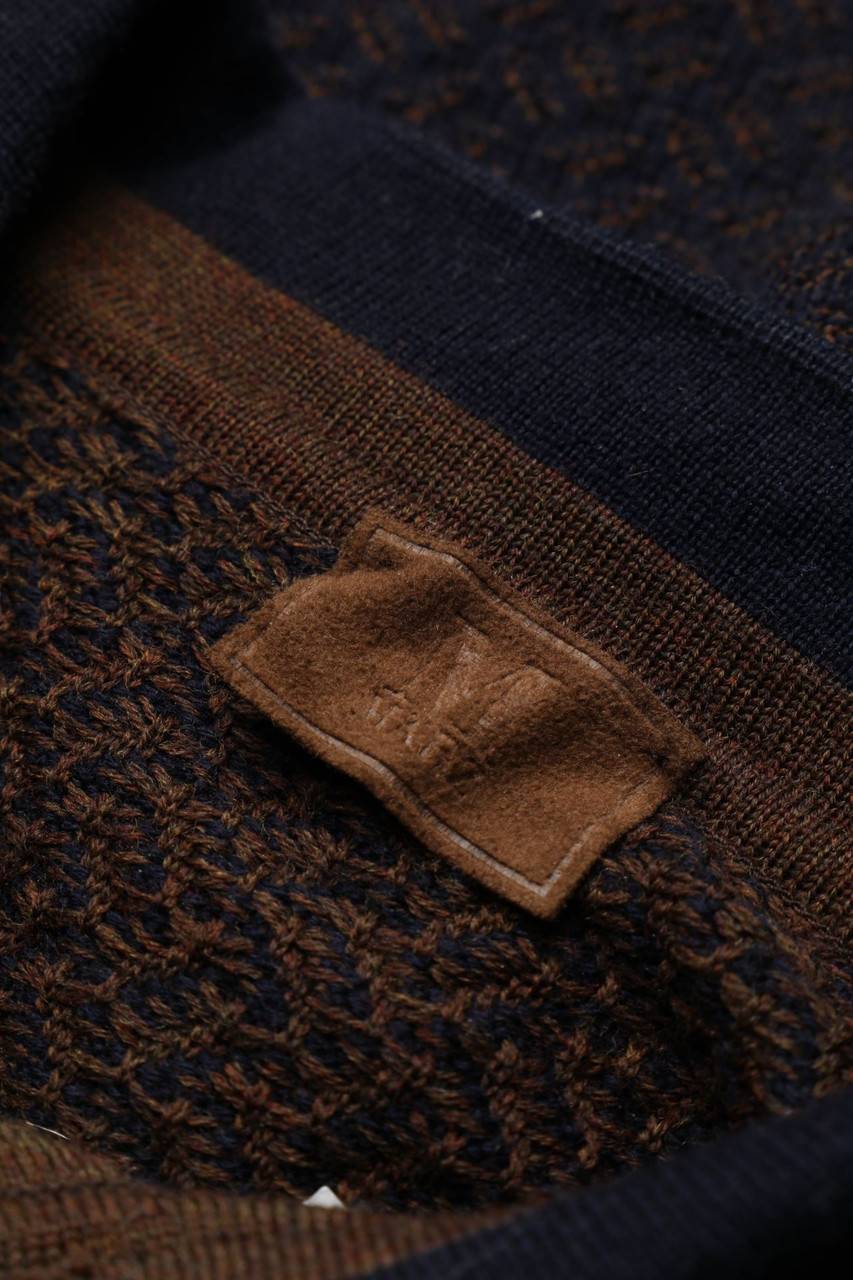 Carou MÄRZ Vintage-Schurwoll-Polo-Pullover Mit Muster