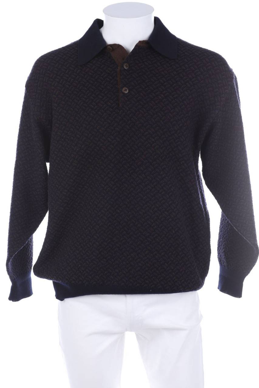 Carou MÄRZ Vintage-Schurwoll-Polo-Pullover mit Muster