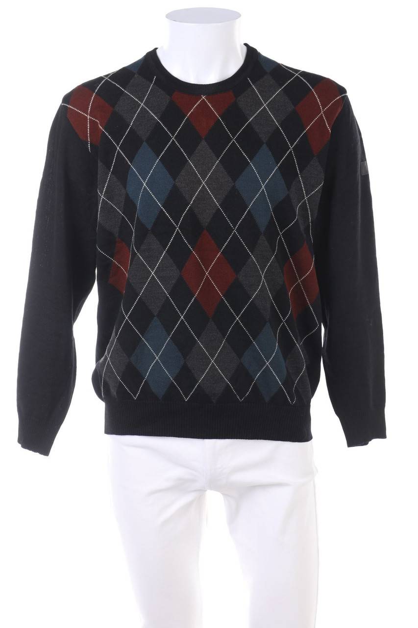 Carou MÄRZ Vintage-Schurwoll-Pullover mit Argyle-Muster