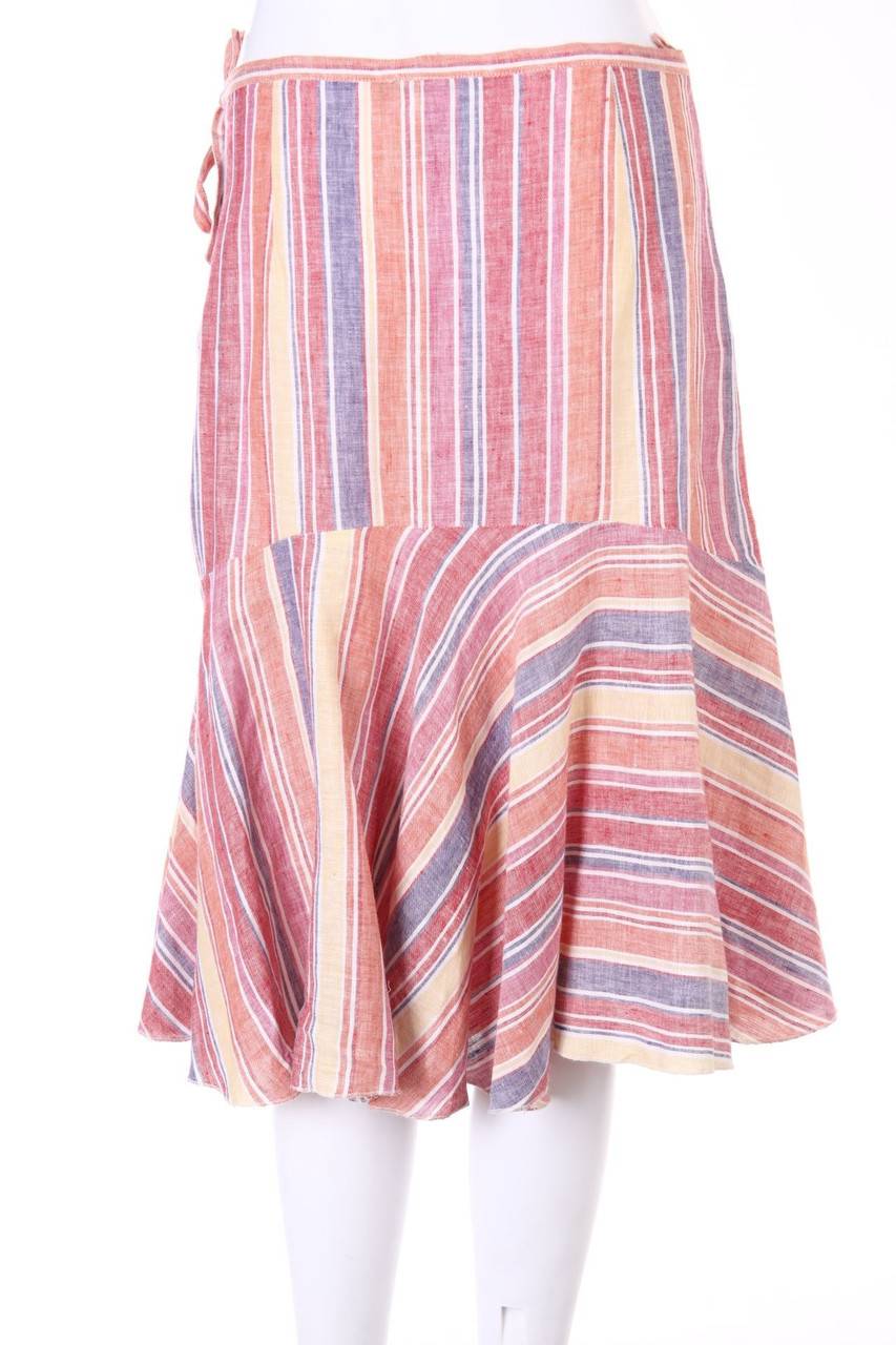 Carou Max Mara WEEKEND Wickel-Rock Aus Leinen Mit Streifen