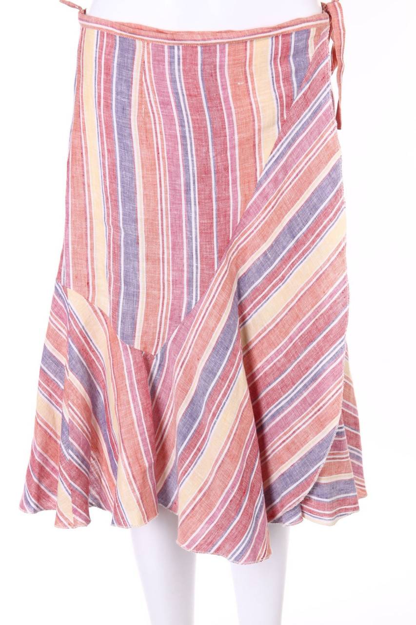 Carou Max Mara WEEKEND Wickel-Rock aus Leinen mit Streifen