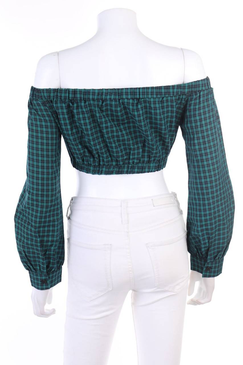 Carou MISSGUIDED Cropped-Carmen-Bluse Mit Karo-Muster