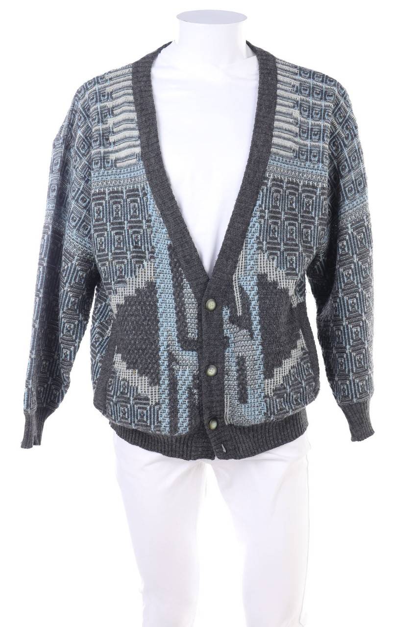 Carou MODE MONTE CARLO Vintage-Cardigan mit Muster aus Woll-Mix