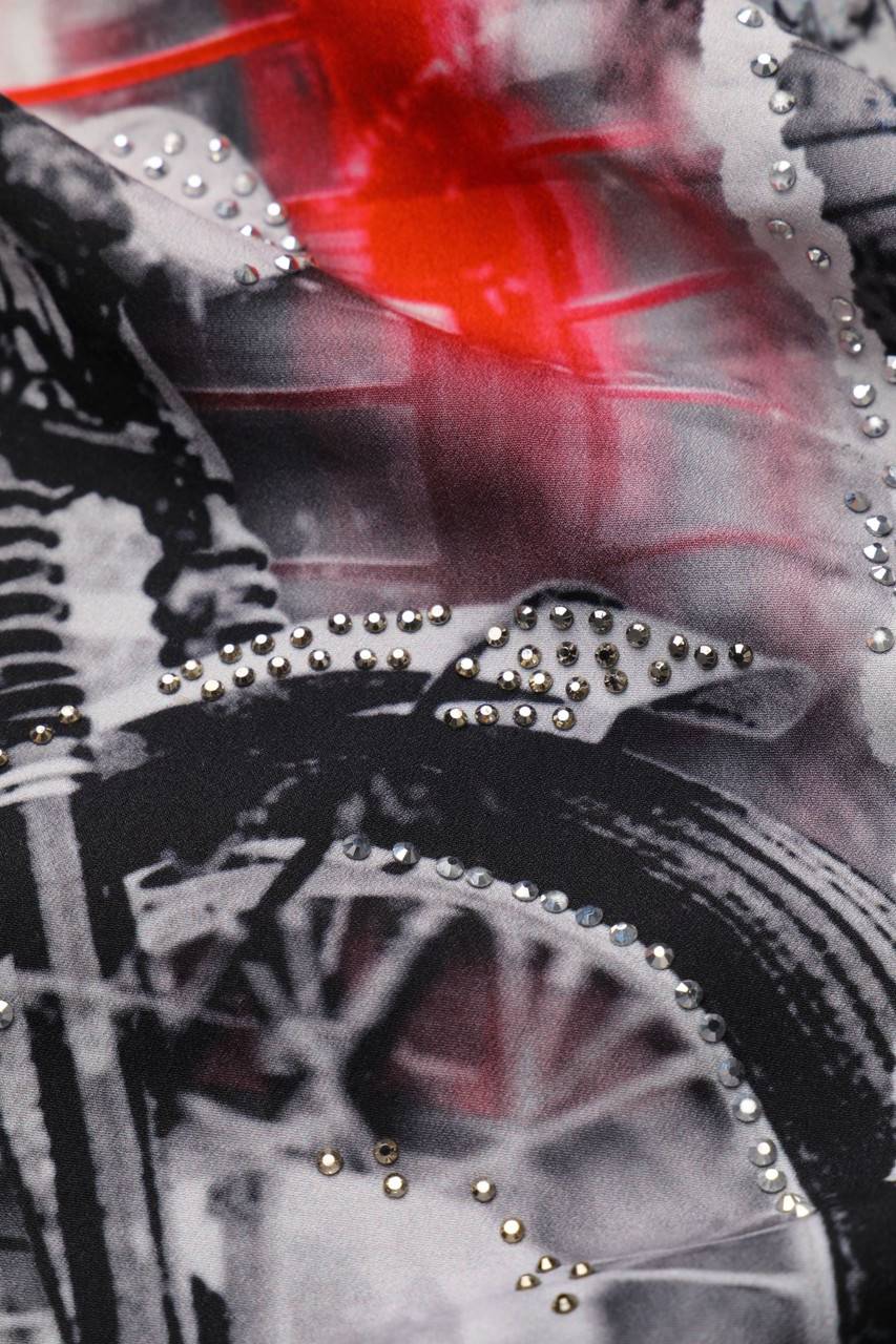 Carou Monari Print-3/4-Arm-Shirt Mit Strass-Steinen