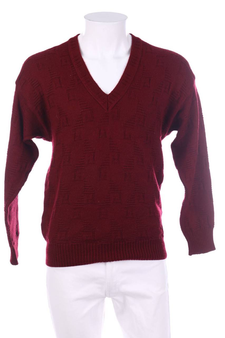 Carou MONTE CARLO V-Neck-Pullover mit Muster aus Woll-Mix
