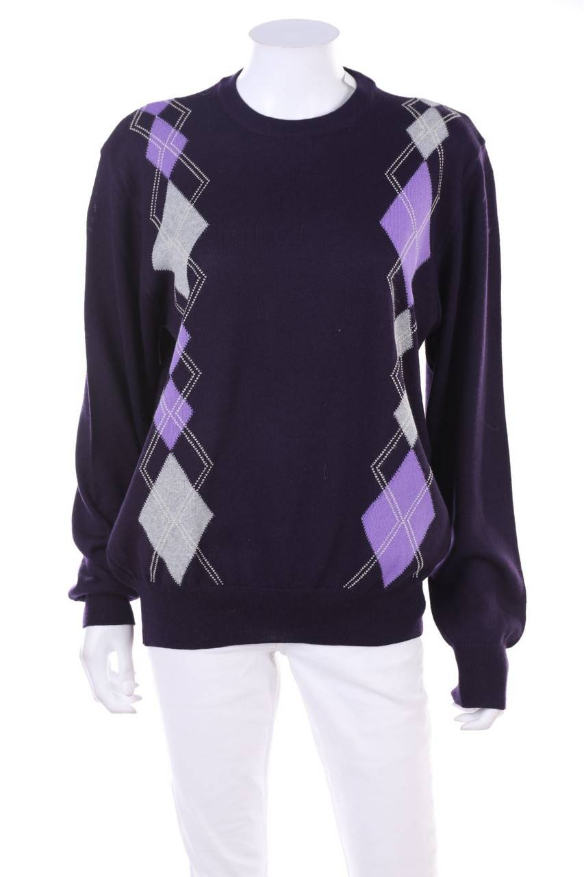 Carou MV La maglieria italiana Strick-Pullover aus Woll-Mix mit Argyle-Muster