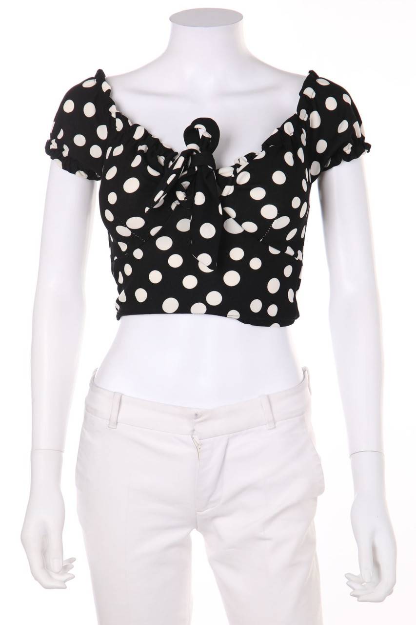 Carou NEW COLLECTION Cropped-Carmen-Bluse Mit Punkten