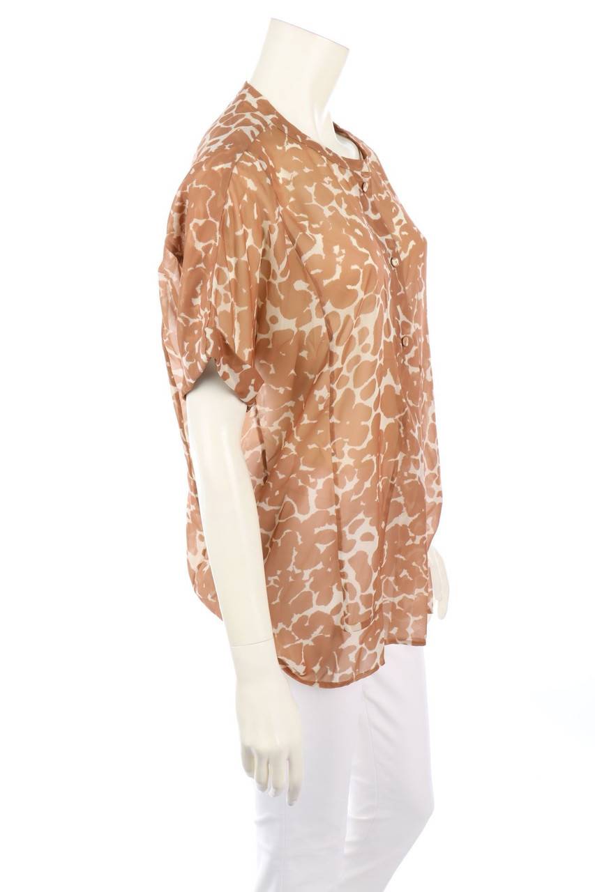 Carou NEW YORK INDUSTRIE Chiffon-Kurzarm-Bluse Mit Animal-Print