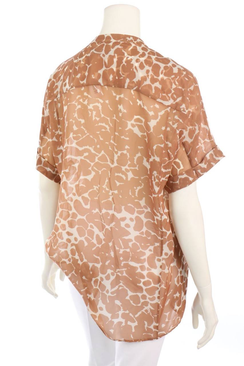 Carou NEW YORK INDUSTRIE Chiffon-Kurzarm-Bluse Mit Animal-Print