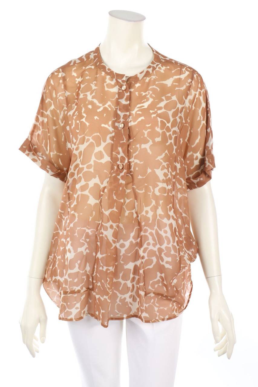 Carou NEW YORK INDUSTRIE Chiffon-Kurzarm-Bluse mit Animal-Print