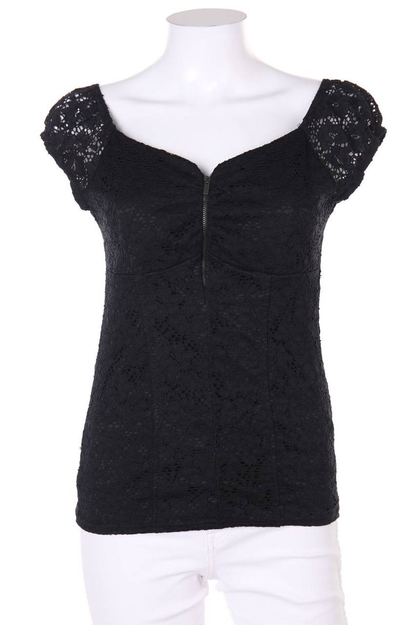 Carou NO EXCUSE Bluse aus Spitze mit Reißverschluss