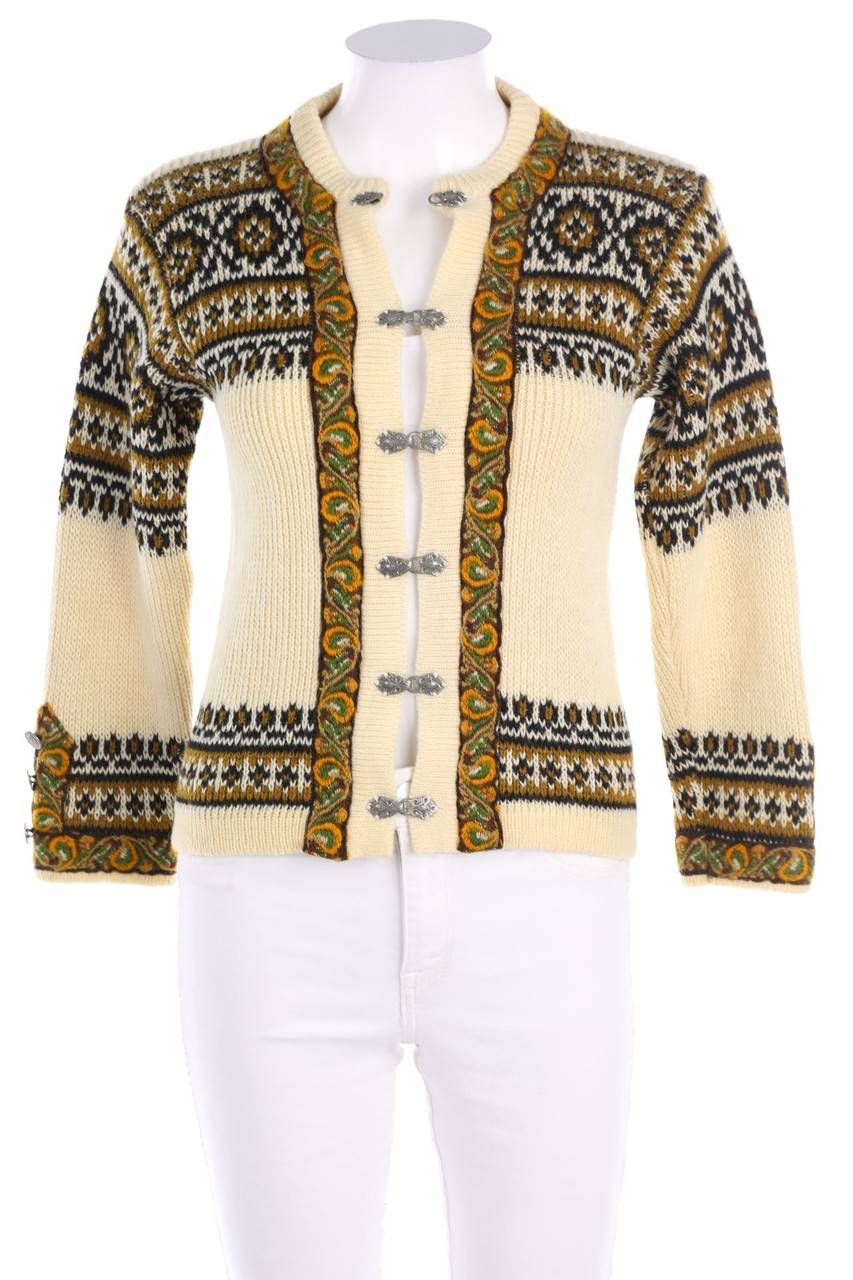 Carou Nordstrikk Norweger-Cardigan aus Schurwolle mit Print