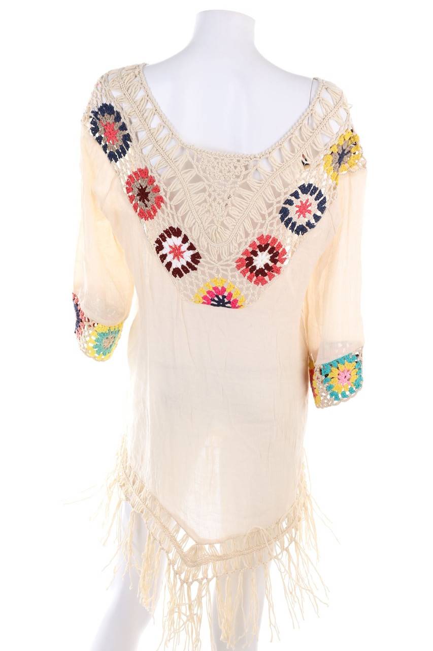 Carou Ohne Label Boho-Bluse Mit 3/4-Ärmel Mit Häkelspitze