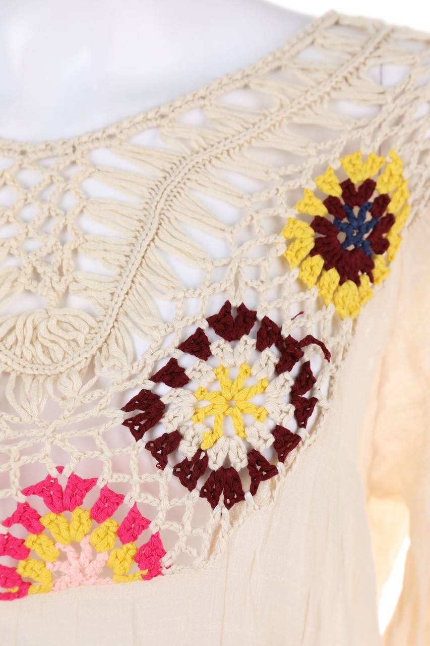 Carou Ohne Label Boho-Bluse Mit 3/4-Ärmel Mit Häkelspitze