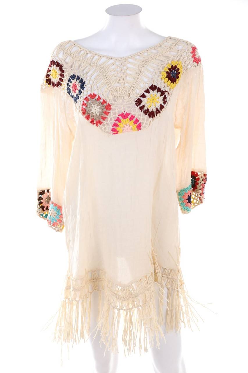 Carou Ohne Label Boho-Bluse mit 3/4-Ärmel mit Häkelspitze