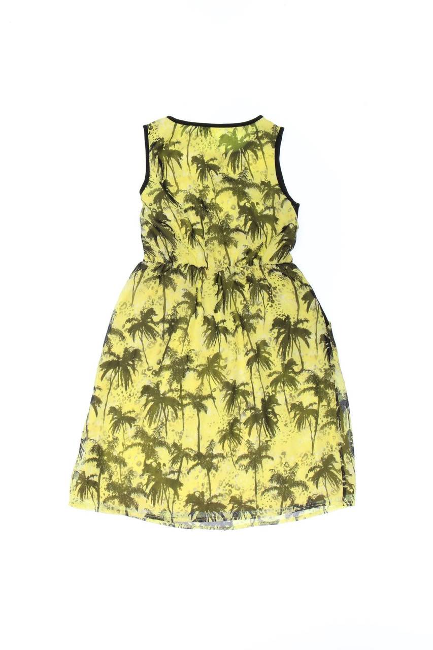 Carou Ohne Label Chiffon-Sommer-Kleid Mit Gummizug Mit Tropical Print