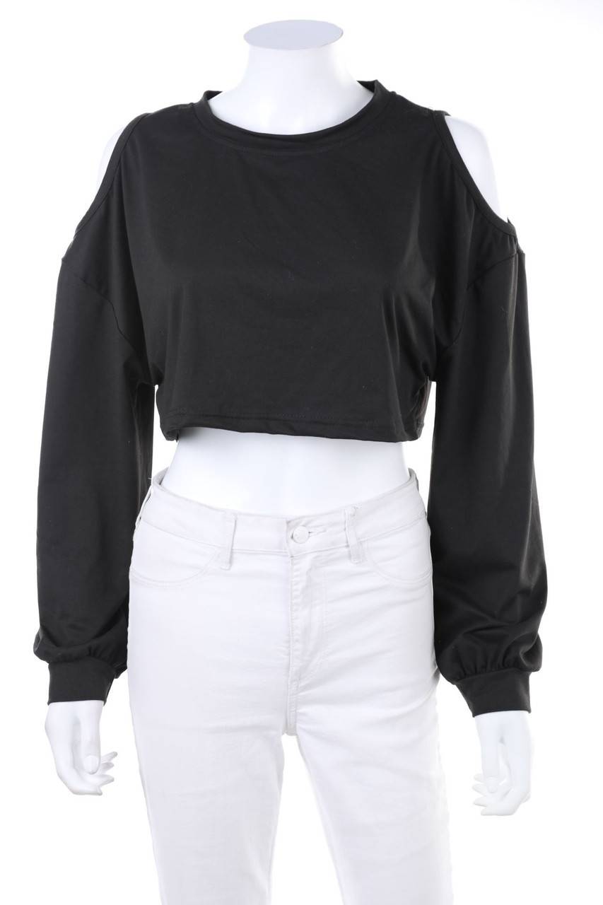 Carou Ohne Label Cold-Shoulder-Cropped-Shirt Mit Langem Ärmel