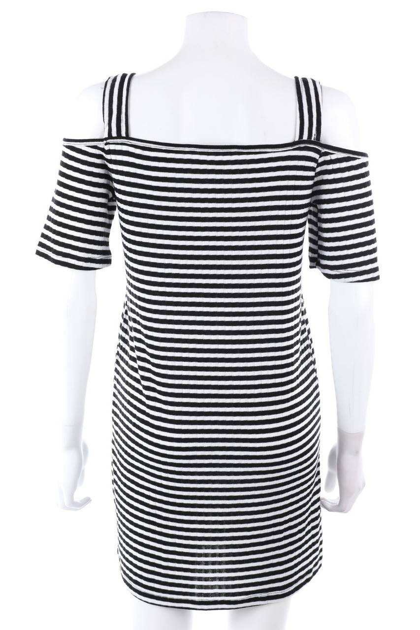 Carou Ohne Label Cold-Shoulder-Streifen-Minikleid Mit Knöpfen