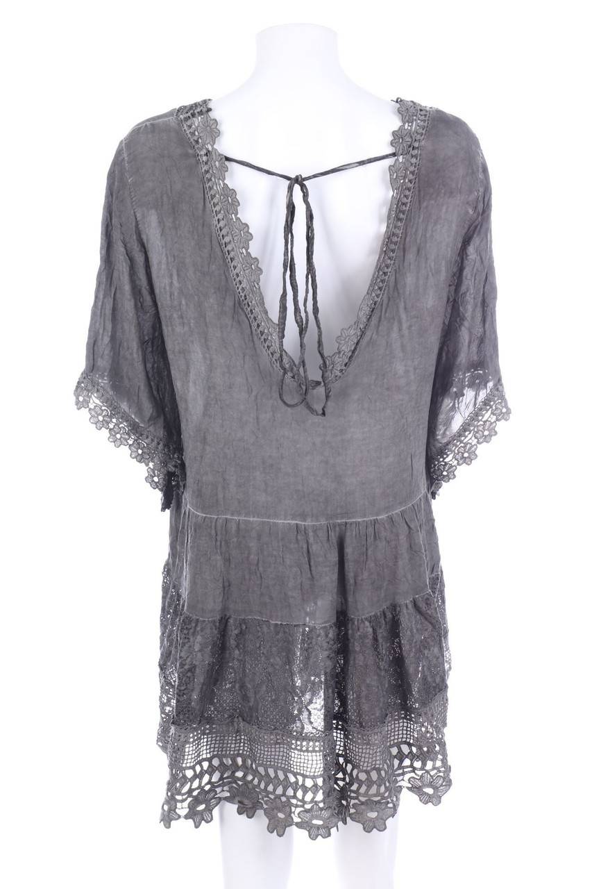 Carou Ohne Label Garment Dyed-Boho-Kleid Mit Spitze