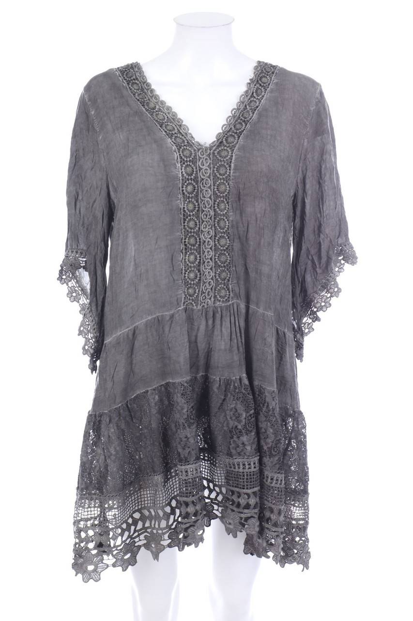 Carou Ohne Label Garment Dyed-Boho-Kleid mit Spitze