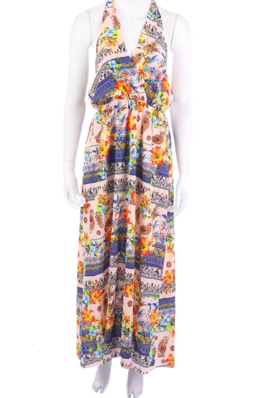 Carou Ohne Label Neckholder-Maxi-Kleid mit Blumen-Print