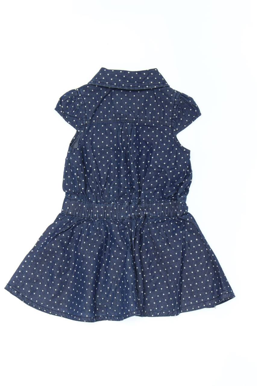 Carou Ohne Label Polka Dot-Kleid In Denim-Optik Mit Raffungen