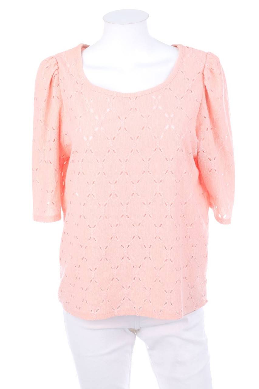 Carou Ohne Label Spitzen-Kurzarm-Bluse mit Puffärmeln
