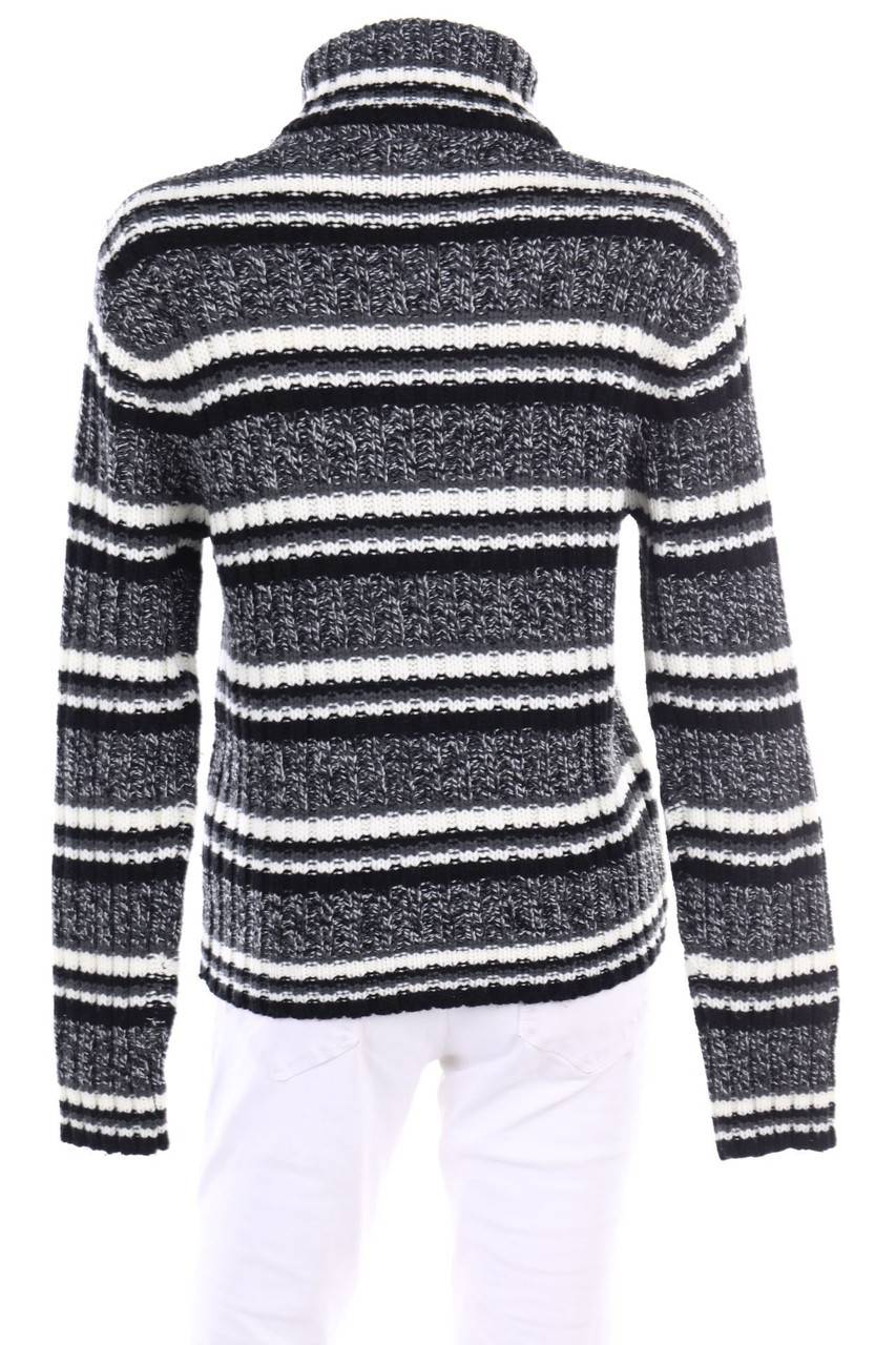 Carou Ohne Label Streifen-Strick-Pullover Mit Rollkragen