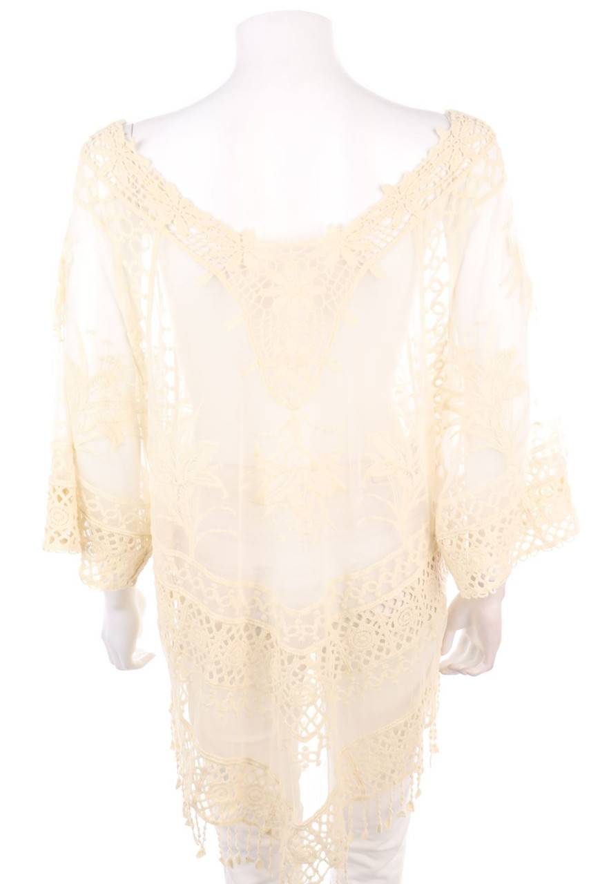 Carou Ohne Label Tunika-Bluse Aus Spitze Mit Fransen