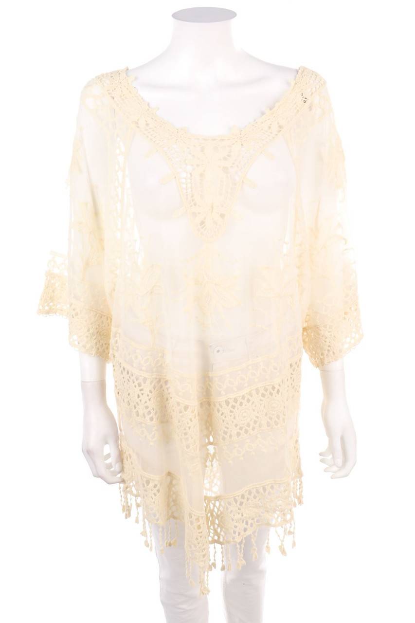 Carou Ohne Label Tunika-Bluse aus Spitze mit Fransen