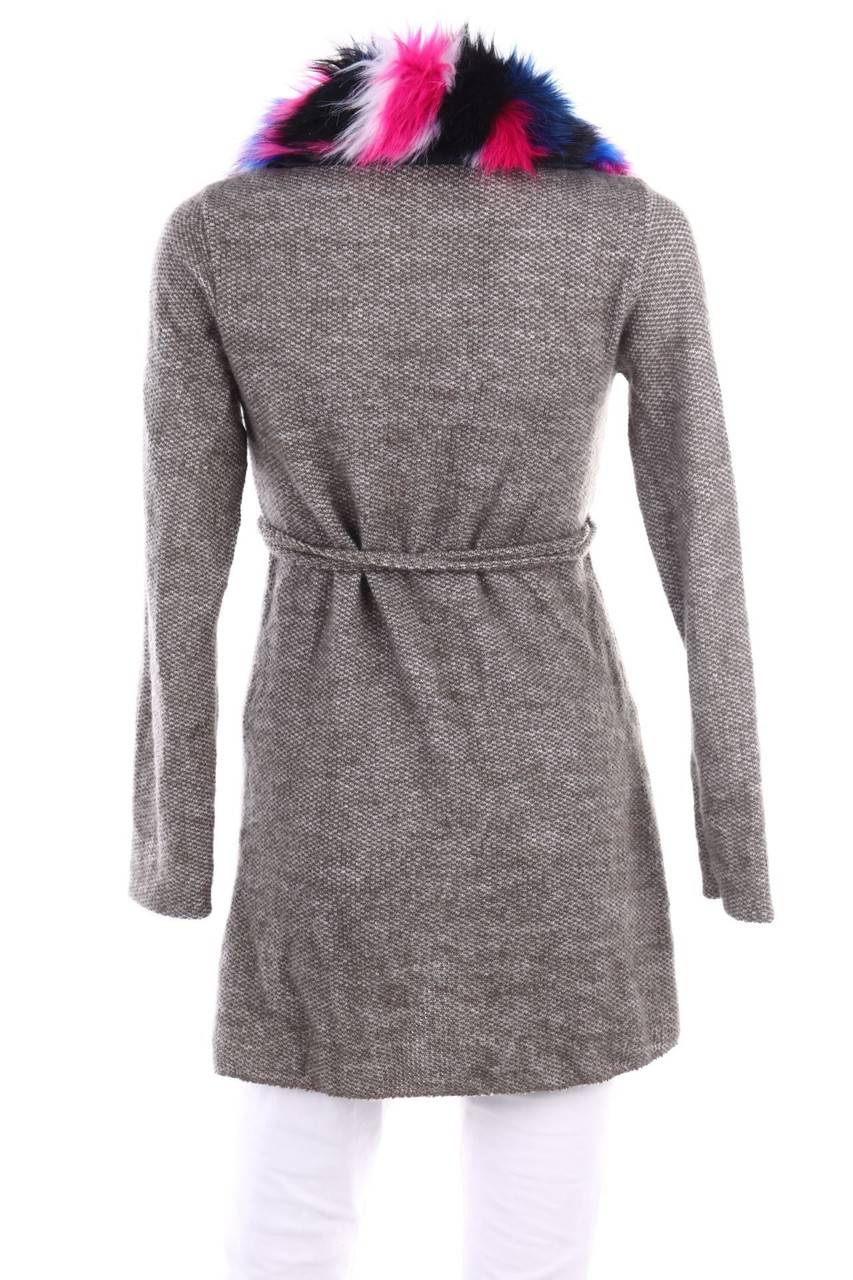 Carou Ohne Label Wickel-Cardigan Mit Fake Fur-Besatz