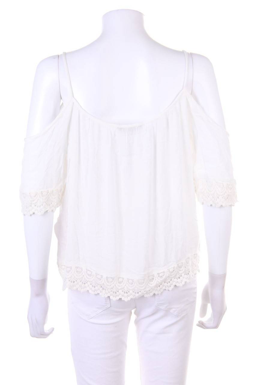 Carou ONLY Cold-Shoulder-Kurzarm-Shirt Mit Häkelspitze