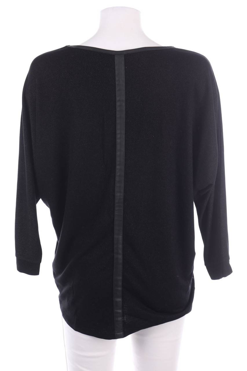 Carou OPUS Glitzer-Batwing-Shirt mit Kunstleder-Details