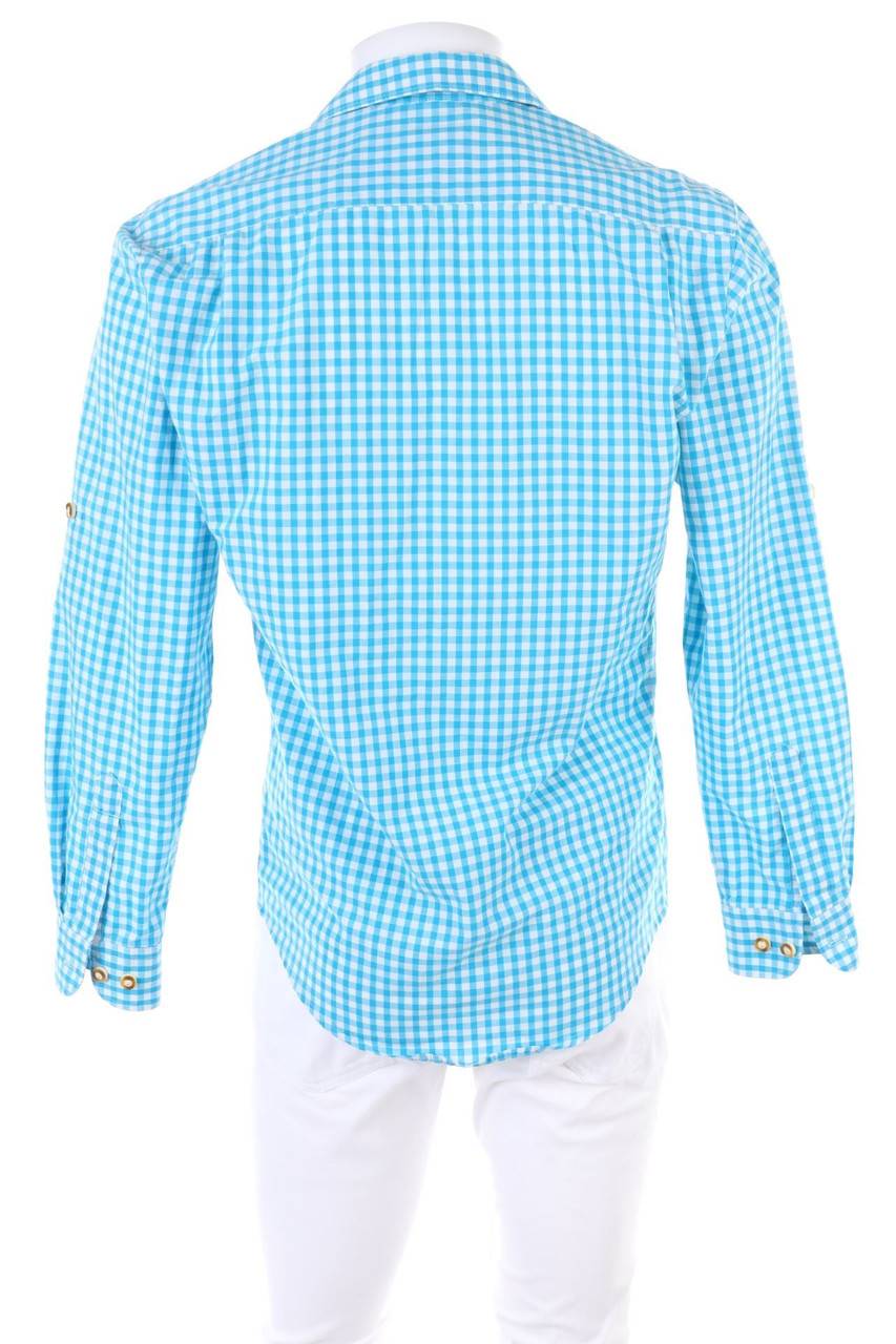 Carou OS Trachten Trachten-Hemd Mit Krempel-Ärmeln Mit Logo-Stickerei