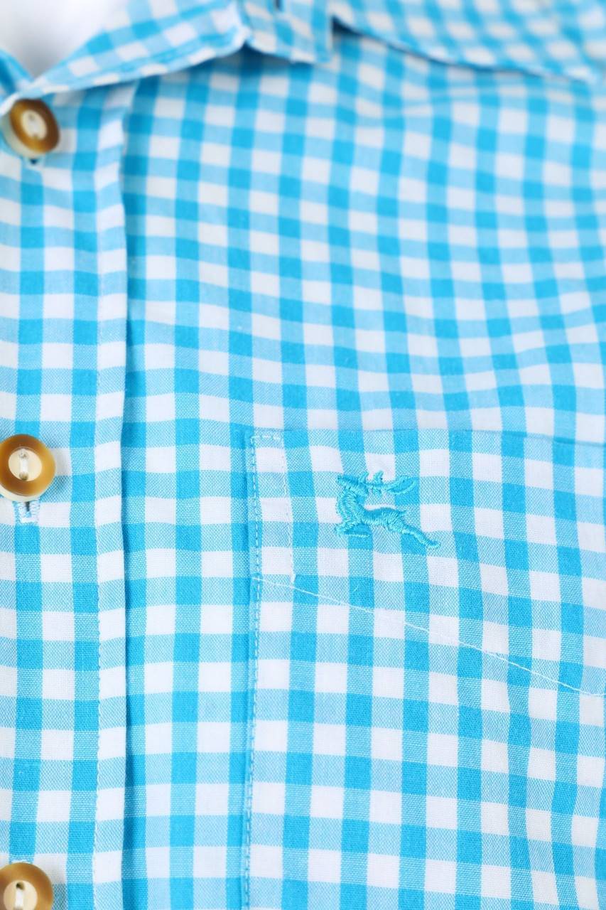 Carou OS Trachten Trachten-Hemd Mit Krempel-Ärmeln Mit Logo-Stickerei