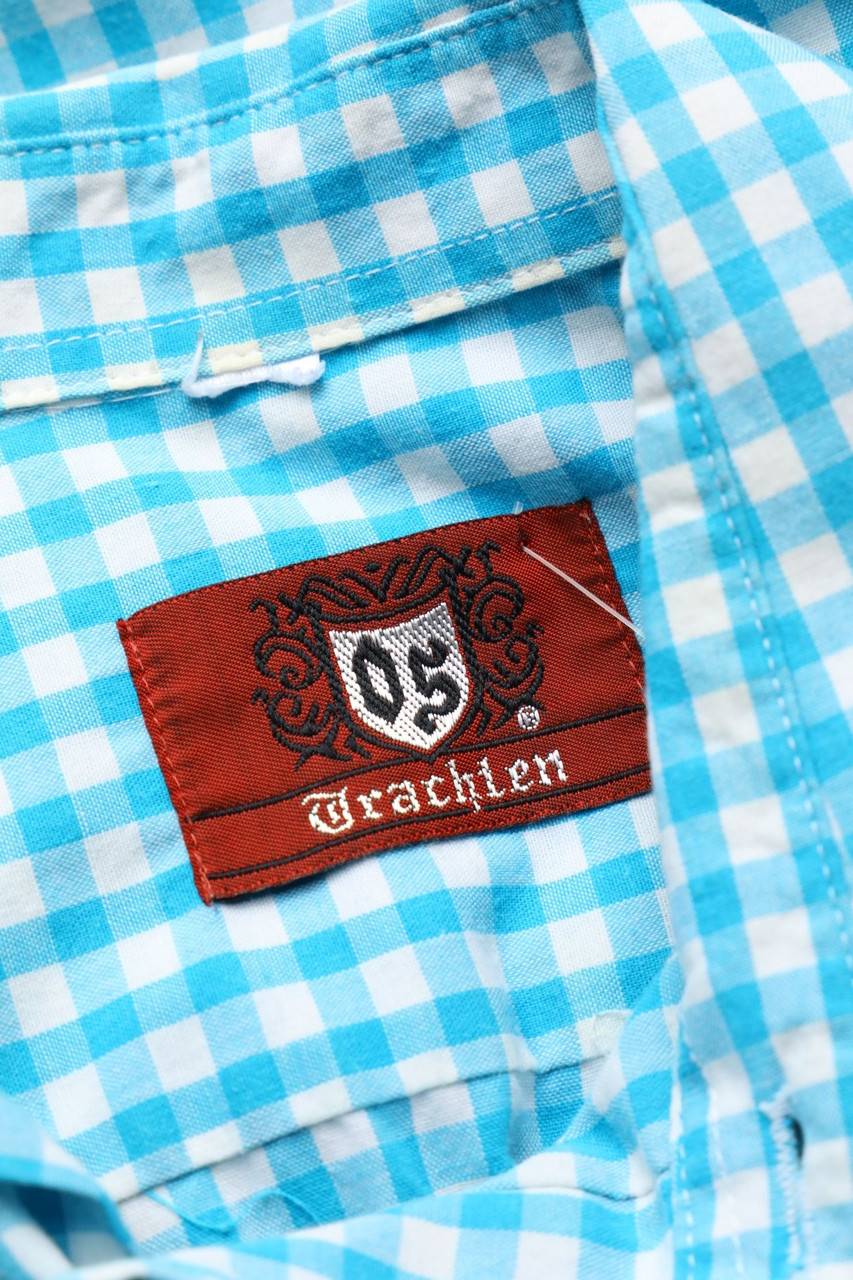 Carou OS Trachten Trachten-Hemd Mit Krempel-Ärmeln Mit Logo-Stickerei