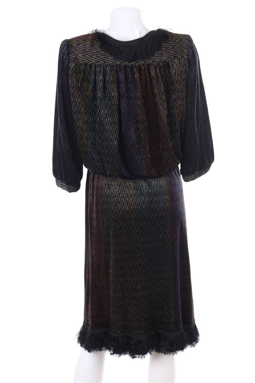 Carou PAUL MAUSNER Vintage-Abendkleid Aus Samt Mit Fransen