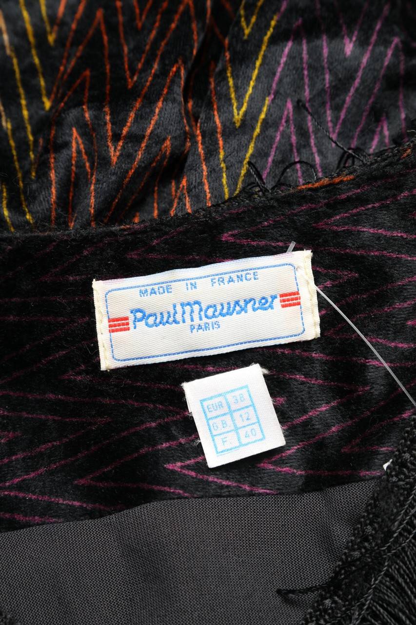 Carou PAUL MAUSNER Vintage-Abendkleid Aus Samt Mit Fransen