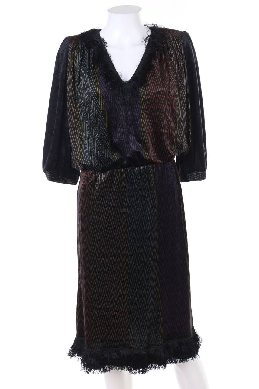 Carou PAUL MAUSNER Vintage-Abendkleid aus Samt mit Fransen