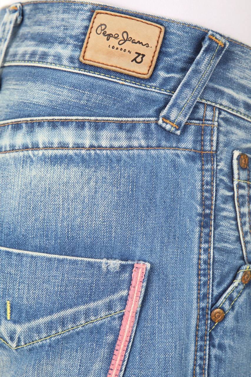 Carou Pepe Jeans London Used Look Straight Cut Jeans Mit Logo-Patch