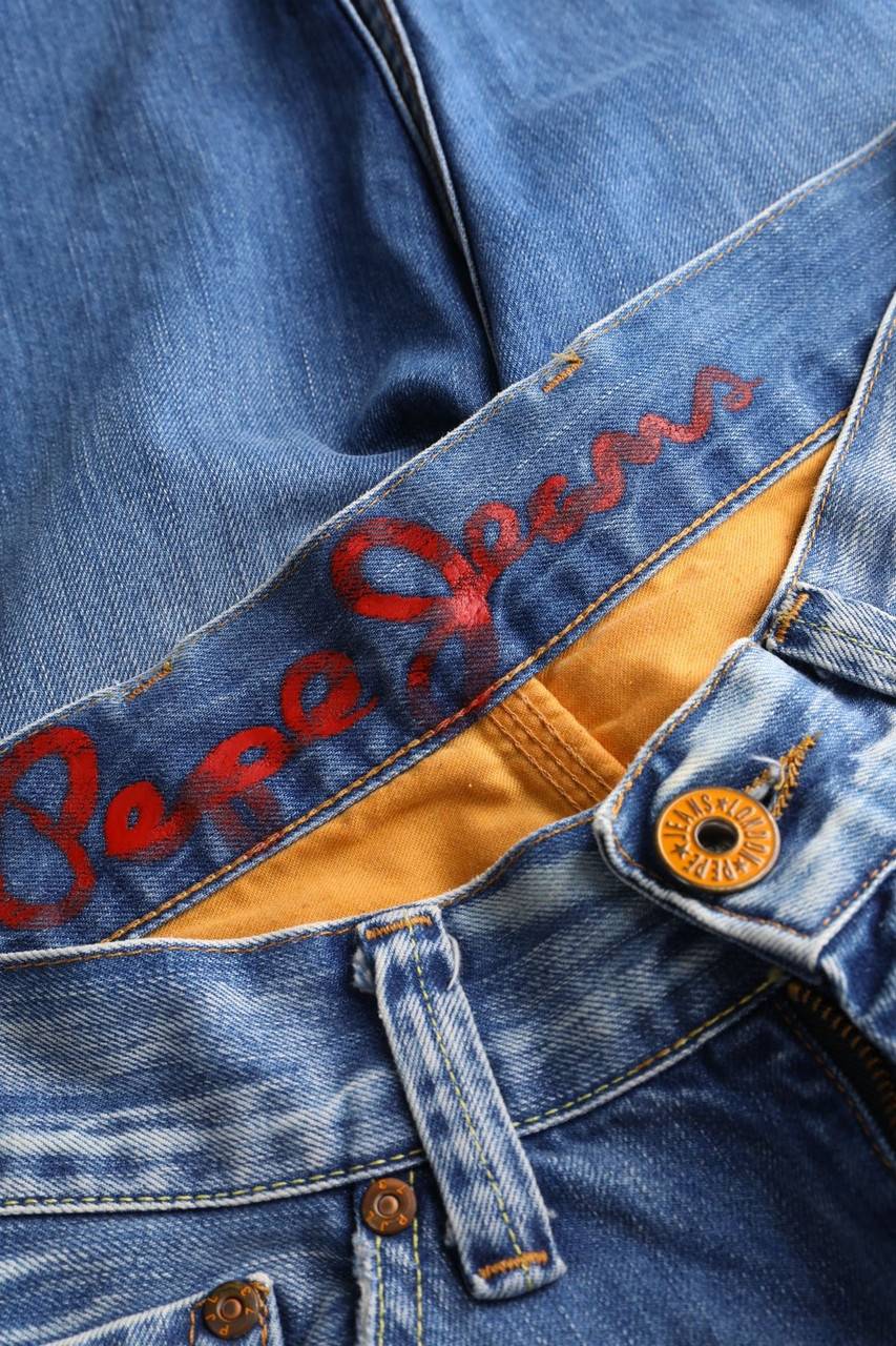 Carou Pepe Jeans London Used Look Straight Cut Jeans Mit Logo-Patch