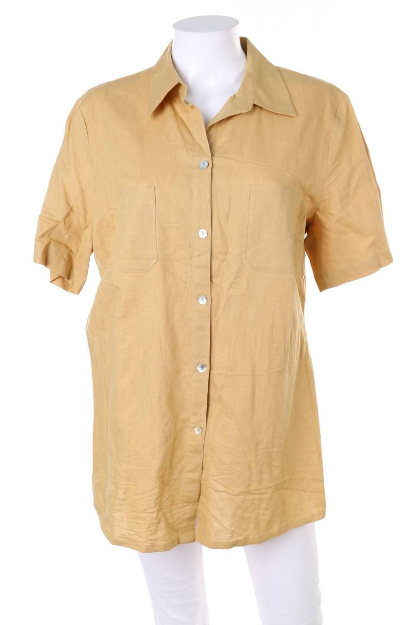 Carou Peter Hahn Hemd-Bluse mit kurzem Ärmel aus Leinen-Mix